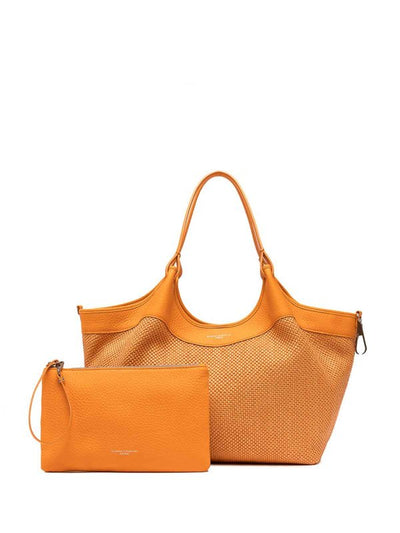 Borsa Dua In Paglia Intrecciata Arancio