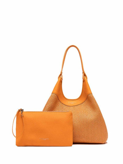 Borsa Dua In Paglia Intrecciata Arancio