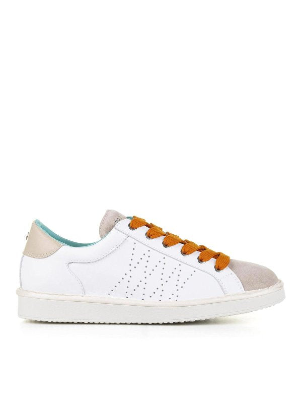 Sneaker In Pelle E Tallone Beige