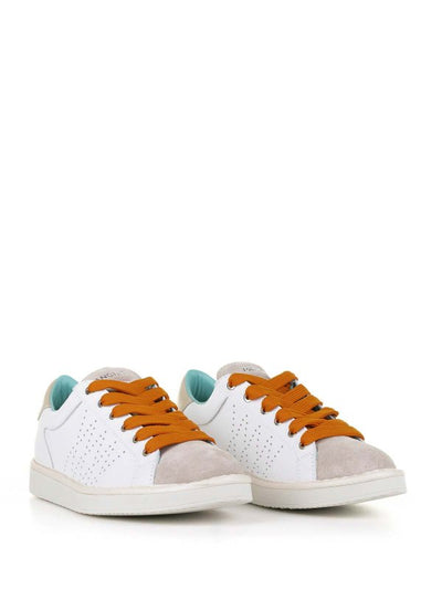 Sneaker In Pelle E Tallone Beige