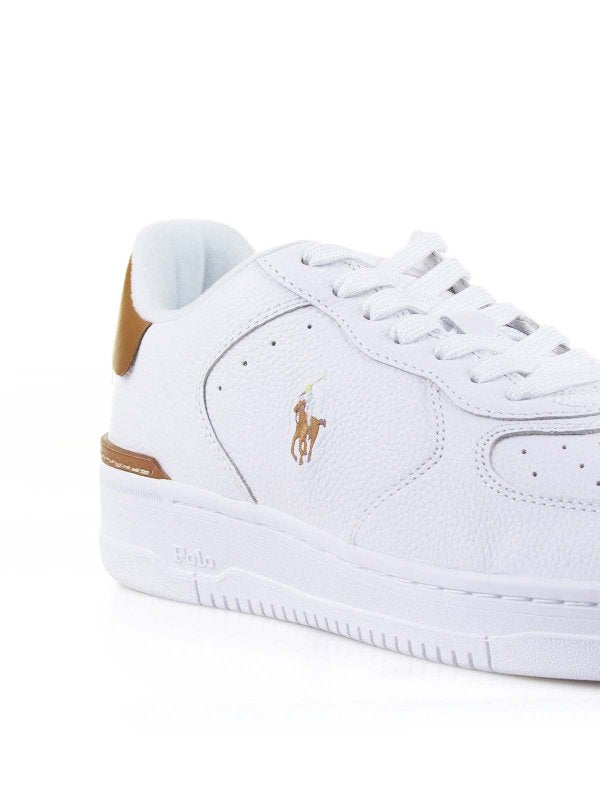 Sneaker In Pelle Bianco Marrone