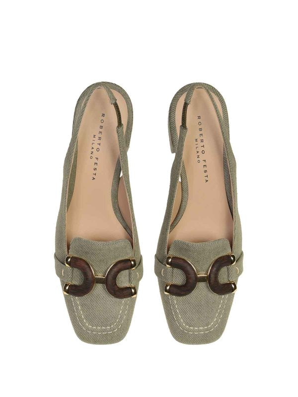 Chanel Slingback In Jeans Kaki