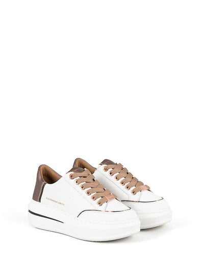 Sneaker Lancaster In Pelle Bianco Bronzo