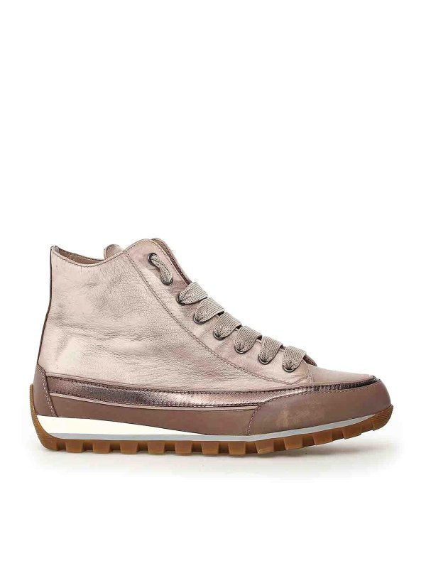 Sneaker Alta Beige In Nappa