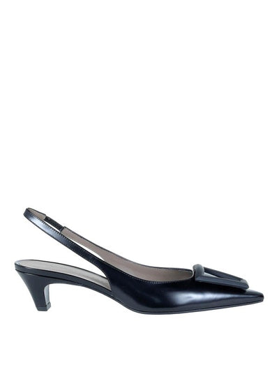 Décolleté Slingback Nero In Pelle