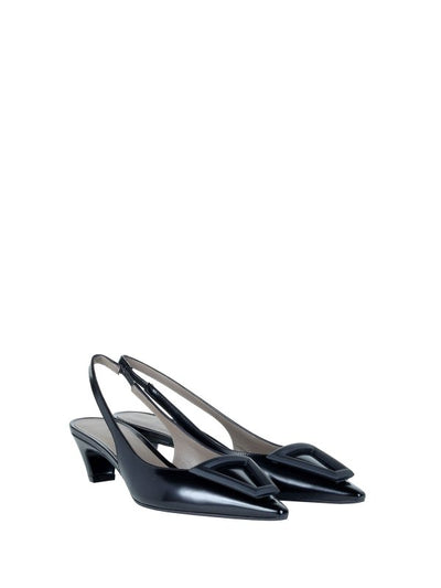 Décolleté Slingback Nero In Pelle