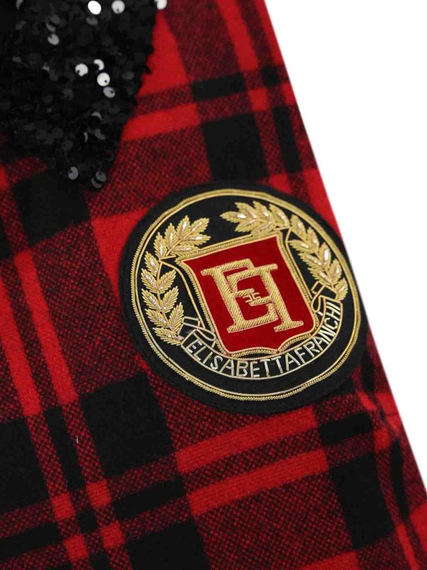 Abito In Lana Tartan Con Patch Logo