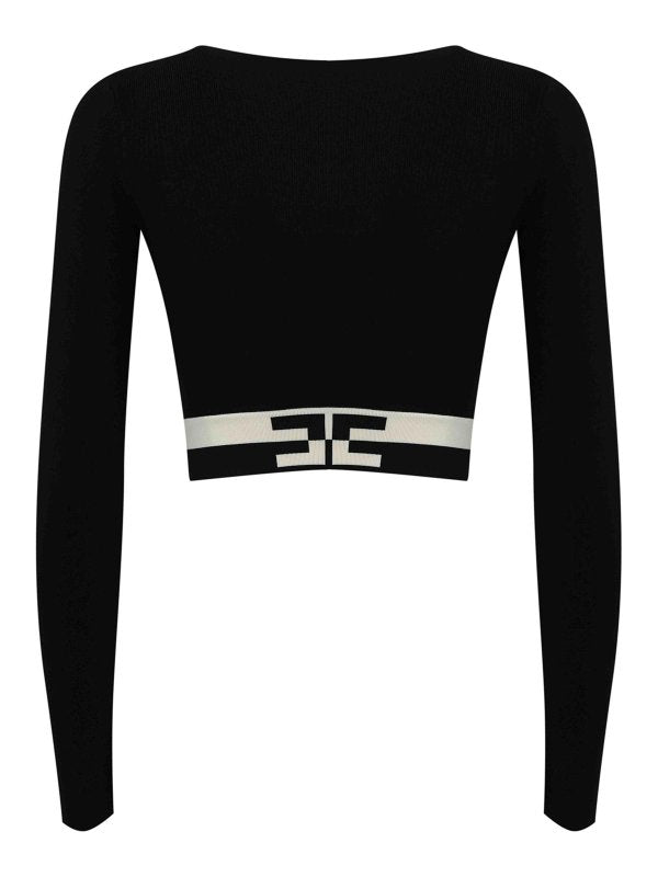 Top Cropped In Viscosa Con Bande Logate