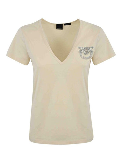 T-shirt Con Ricamo Gioiello Turbato In Cotone