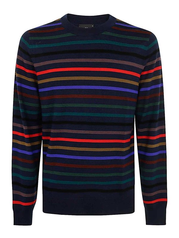 Maglione In Lana Merino A Righe Orizzontali