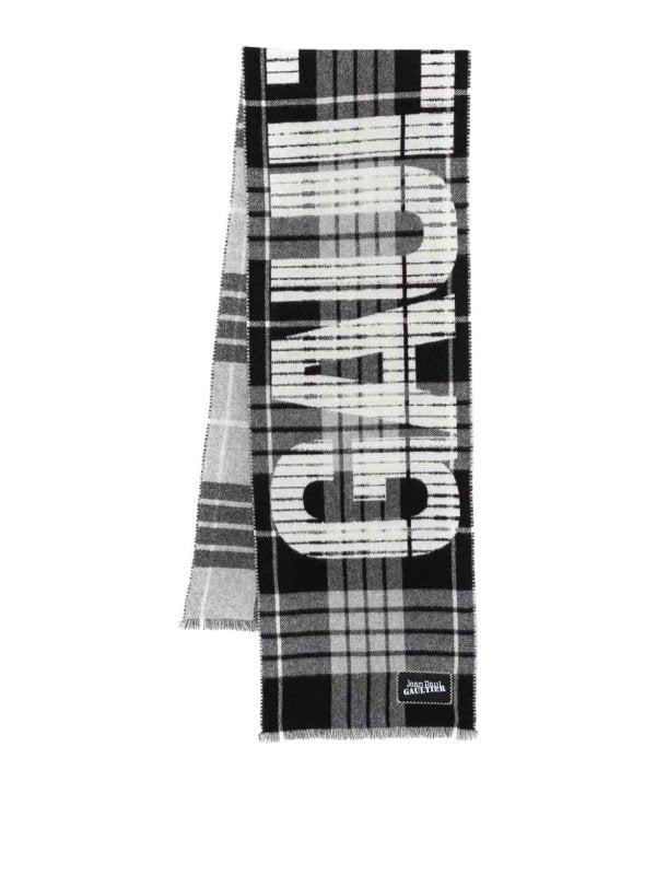 Sciarpa In Lana Tartan Con Logo