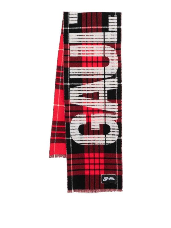 Sciarpa In Lana Tartan Con Logo