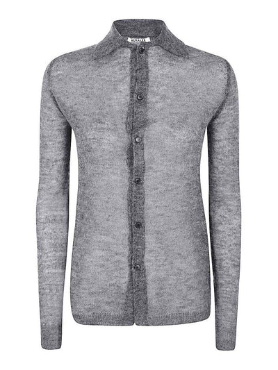 Cardigan Camicia In Maglia Trasparente