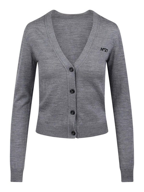 Cardigan In Lana Con Ricamo