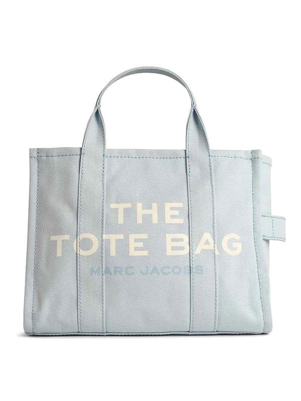 Borsa Tote Media In Tela Azzurra