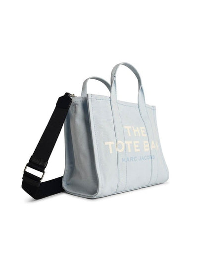 Borsa Tote Media In Tela Azzurra