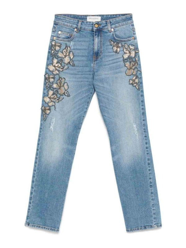 Jeans In Denim Ricamato