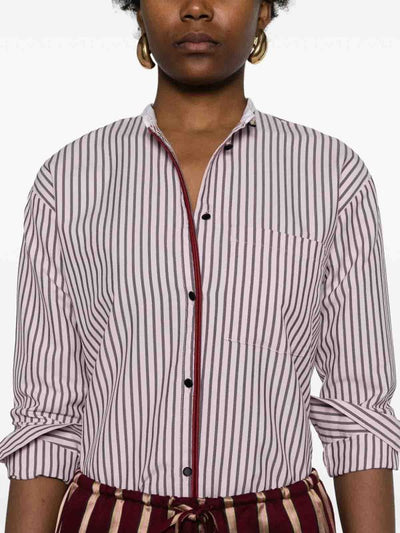 Camicia A Righe In Misto Cotone