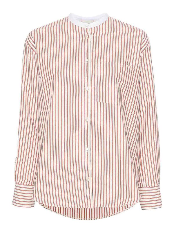 Camicia A Righe In Misto Cotone