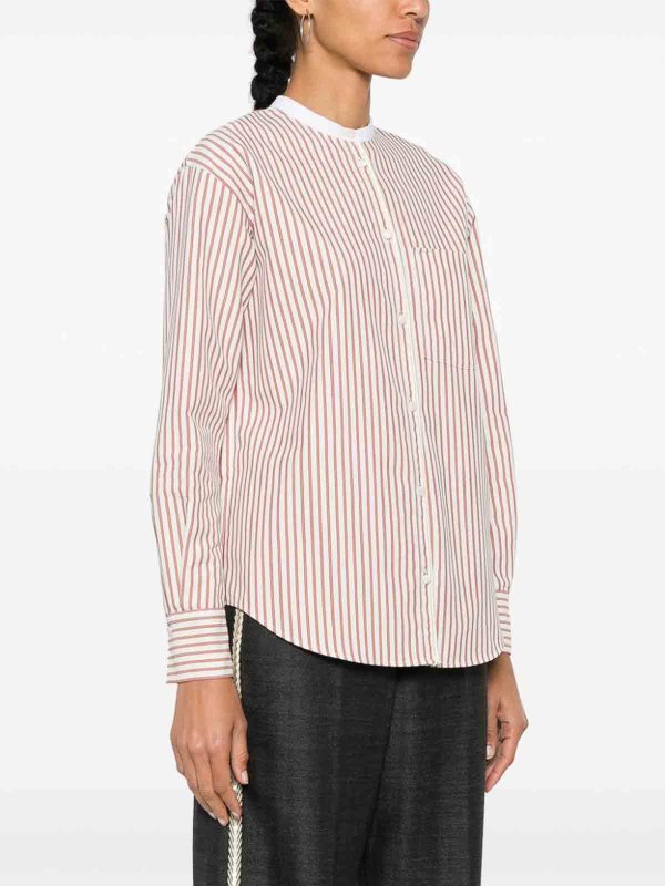 Camicia A Righe In Misto Cotone