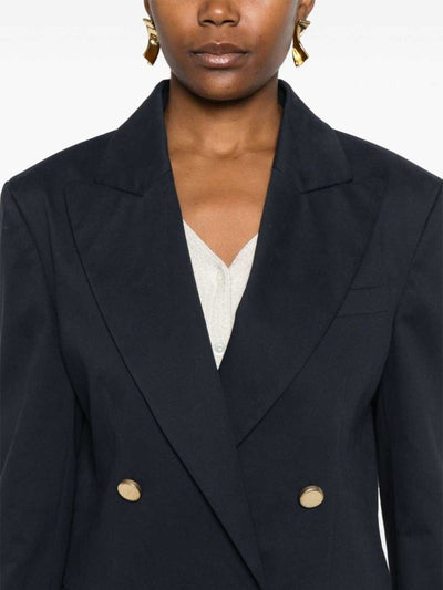 Giacca Blazer In Misto Cotone Girocollo