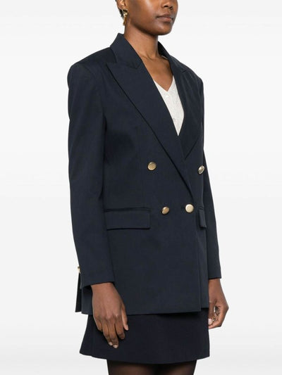 Giacca Blazer In Misto Cotone Girocollo