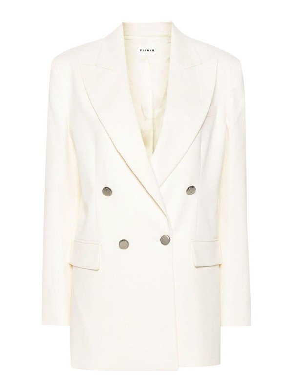 Giacca Blazer In Misto Cotone Girocollo