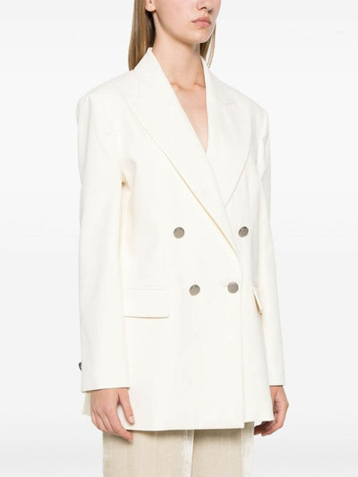 Giacca Blazer In Misto Cotone Girocollo