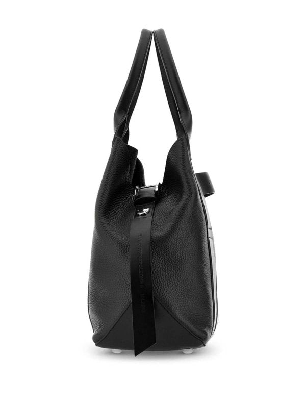 Borsa Tote Media In Pelle Con Scritta