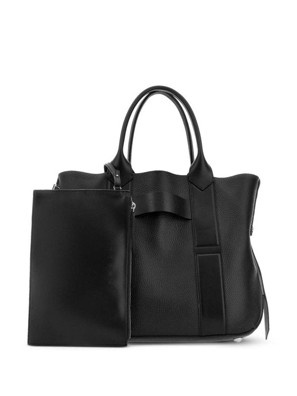 Borsa Tote Media In Pelle Con Scritta