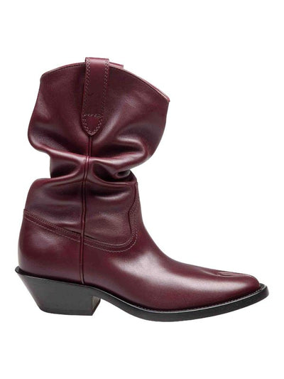 Stivale Texano Tabi In Pelle Colore Bordeaux