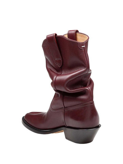 Stivale Texano Tabi In Pelle Colore Bordeaux