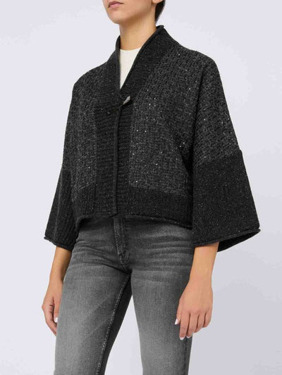 Cardigan Crop Con Inserti In Lurex