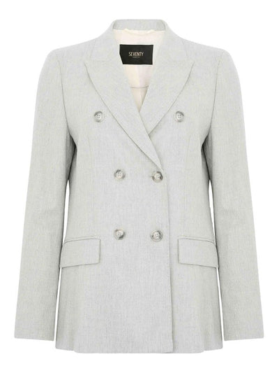 Blazer Doppiopetto In Lana Beige