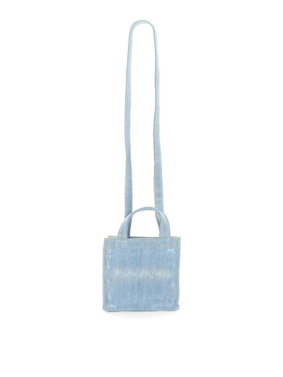 Mini Borsa Shopper In Denim Con Logo