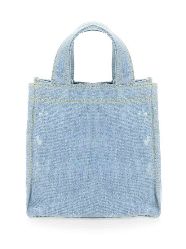 Mini Borsa Shopper In Denim Con Logo