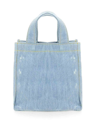 Mini Borsa Shopper In Denim Con Logo