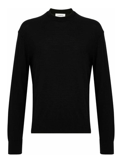 Maglione Girocollo Nero In Lana E Cashmere