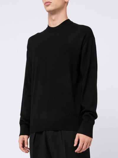 Maglione Girocollo Nero In Lana E Cashmere