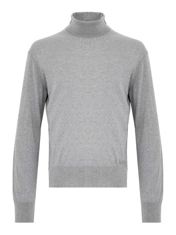 Maglione Grigio In Lana A Collo Alto