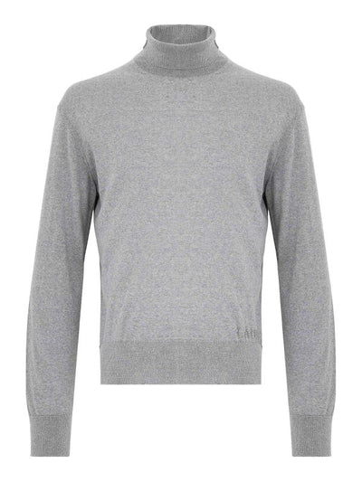 Maglione Grigio In Lana A Collo Alto