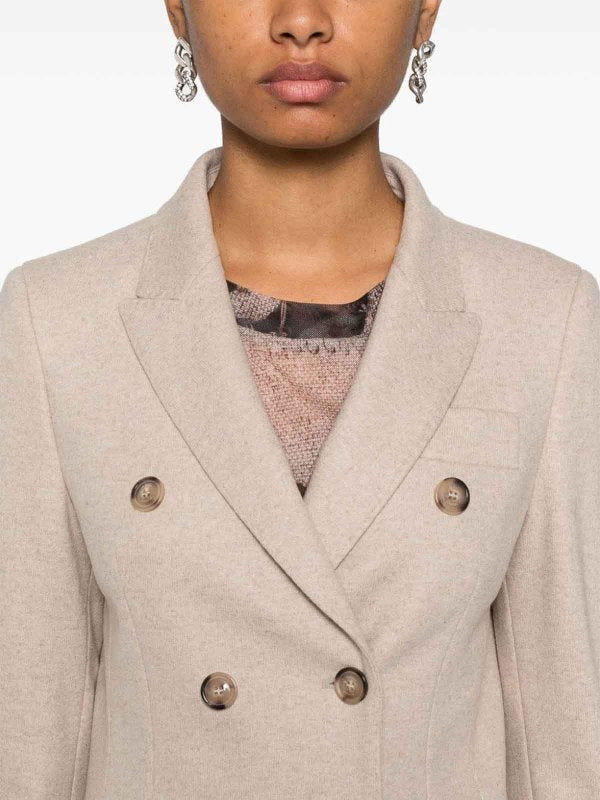 Blazer Doppiopetto In Lana Beige