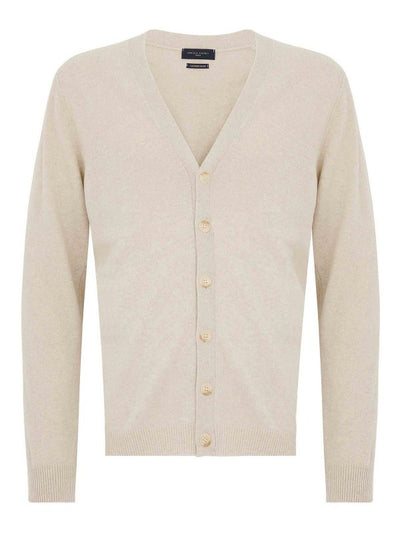 Cardigan In Lana Beige Con Bottoni