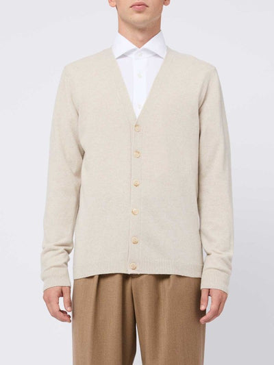 Cardigan In Lana Beige Con Bottoni