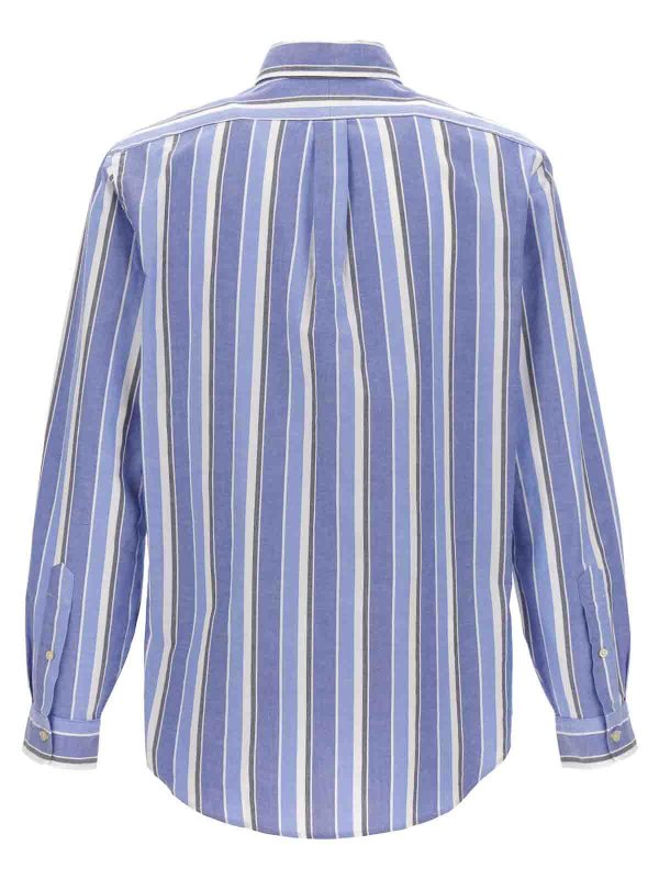 Camicia A Righe Con Ricamo Logo