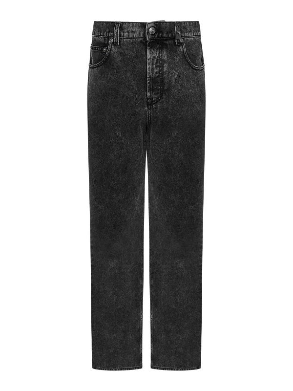 Jeans Baggy In Denim Di Cotone Nero Sbiadito