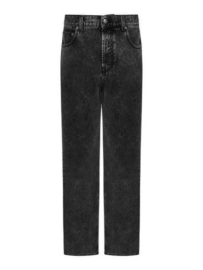 Jeans Baggy In Denim Di Cotone Nero Sbiadito