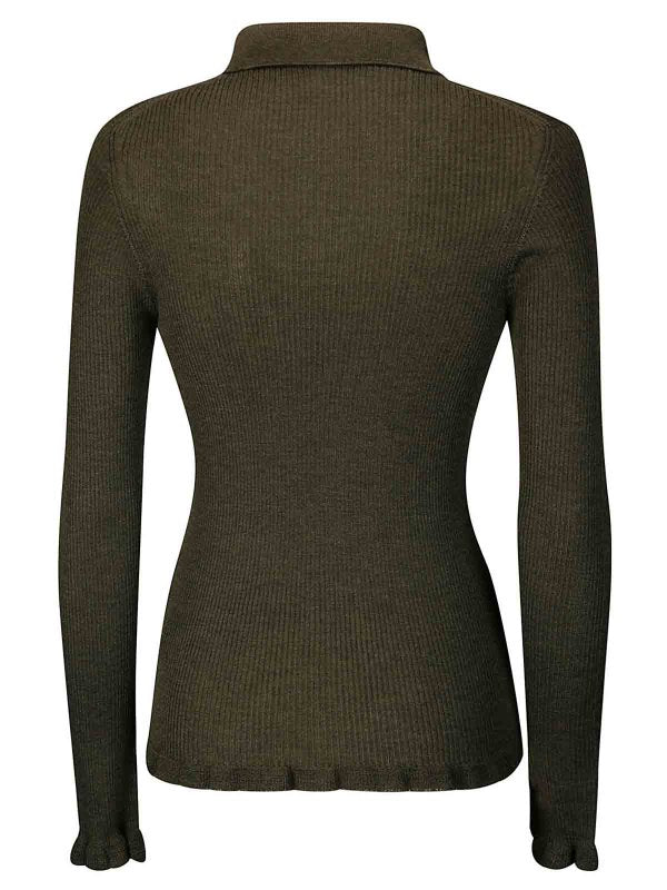 Top Oda In Maglia Leggera Grigio Oliva