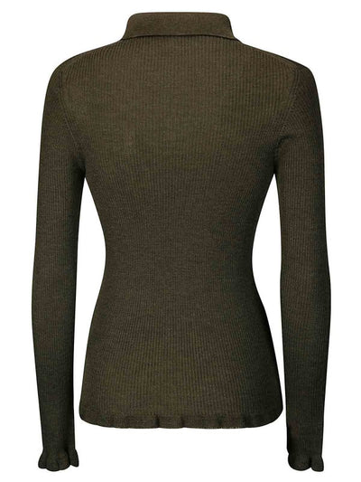 Top Oda In Maglia Leggera Grigio Oliva