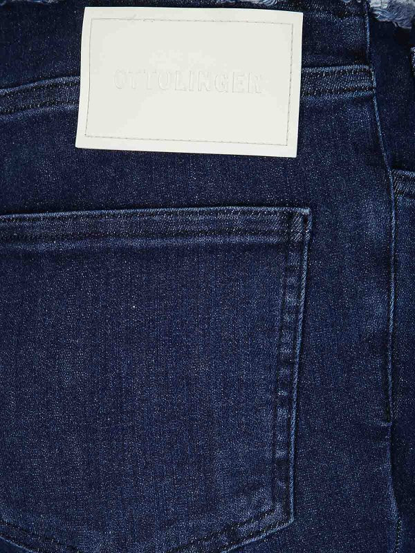 Pantaloni In Denim Drappeggiati A Taglio Vivo